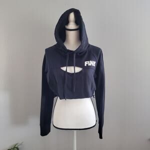 Fine Ass Girls Black Crop Hoodie Sweatshirt M